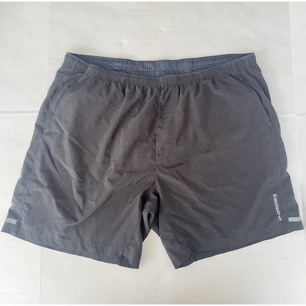 Brooks Running Shorts‎ Mens Gray  Brief Lined See Pics For Measures No Tag